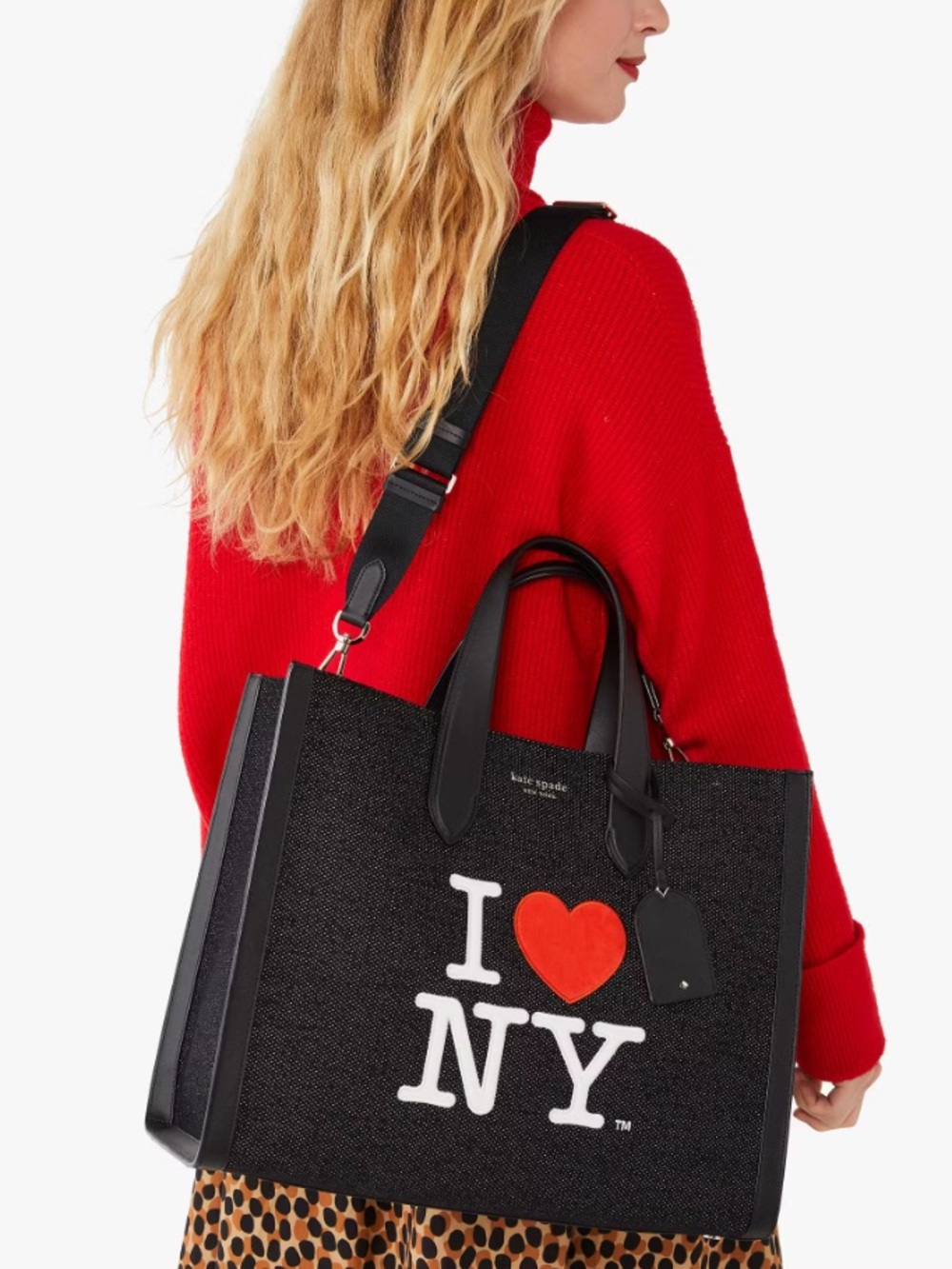 NEW Kate spade black tote with white I ♥ NY Manhattan large Bag
